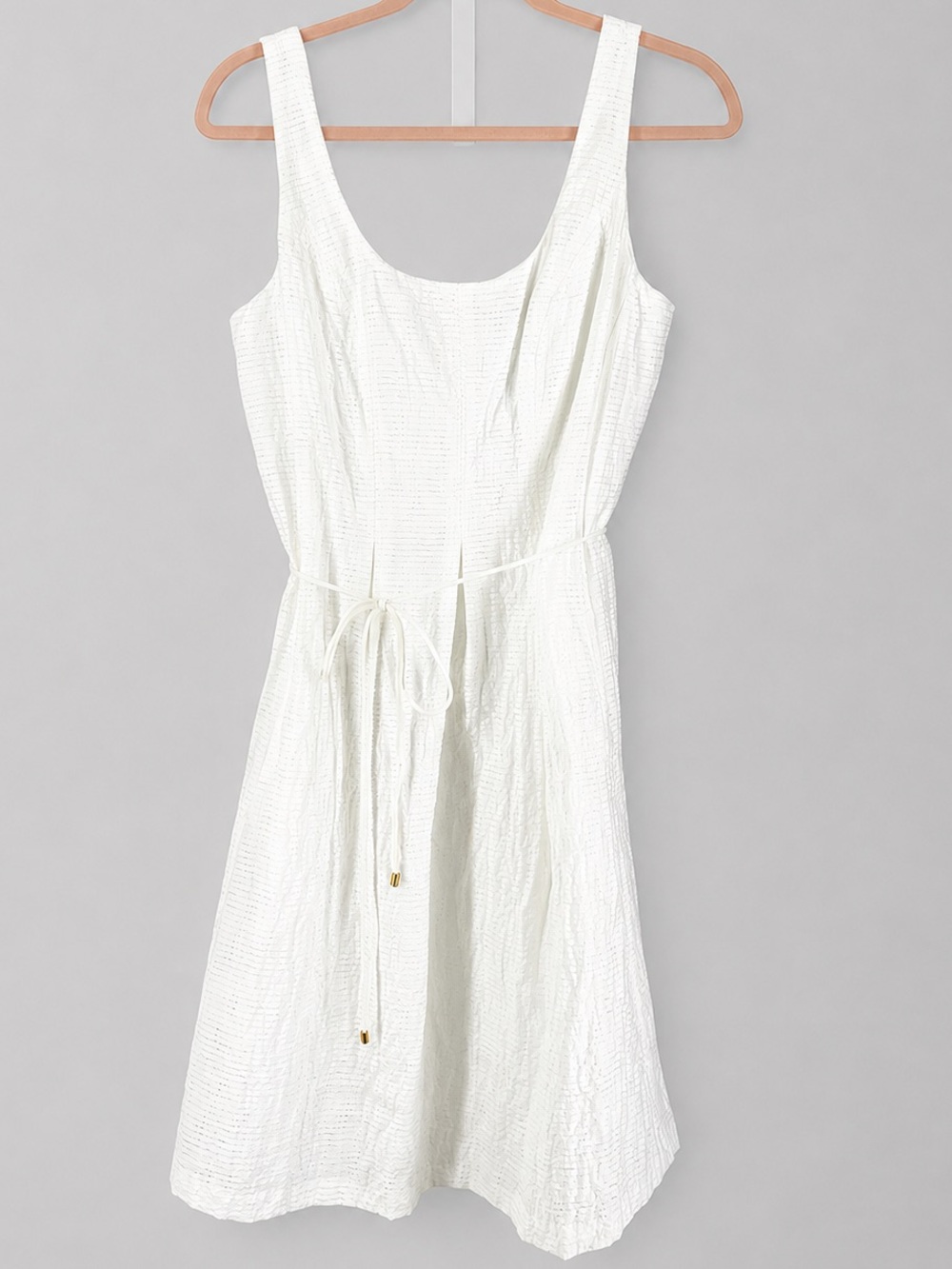 Nine West White Textured Sleeveless Fit & Flare Dress Lined Size 10 - Picture 4 of 15